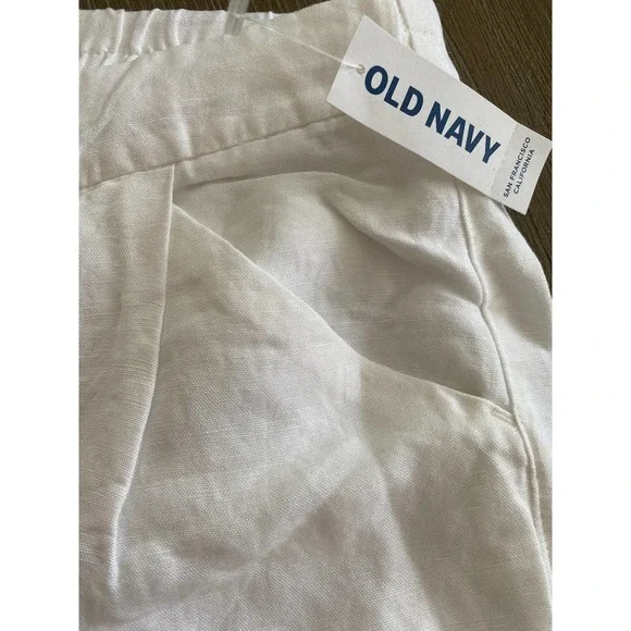 Womens Old Navy Linen Shorts Size 12 White Pockets Drawstring NEW - Picture 4 of 5